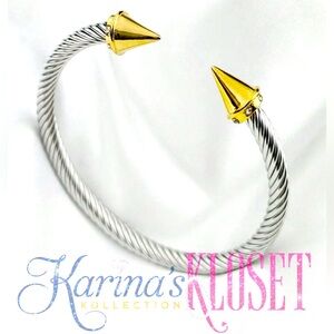 Spiked Cable Bangle Bracelet, Twisted Cable Bangle